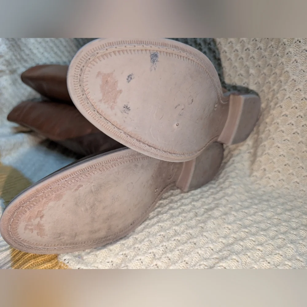 Anthropologie Cognac Leather Tall Pull On Riding Boots Womens Size 9